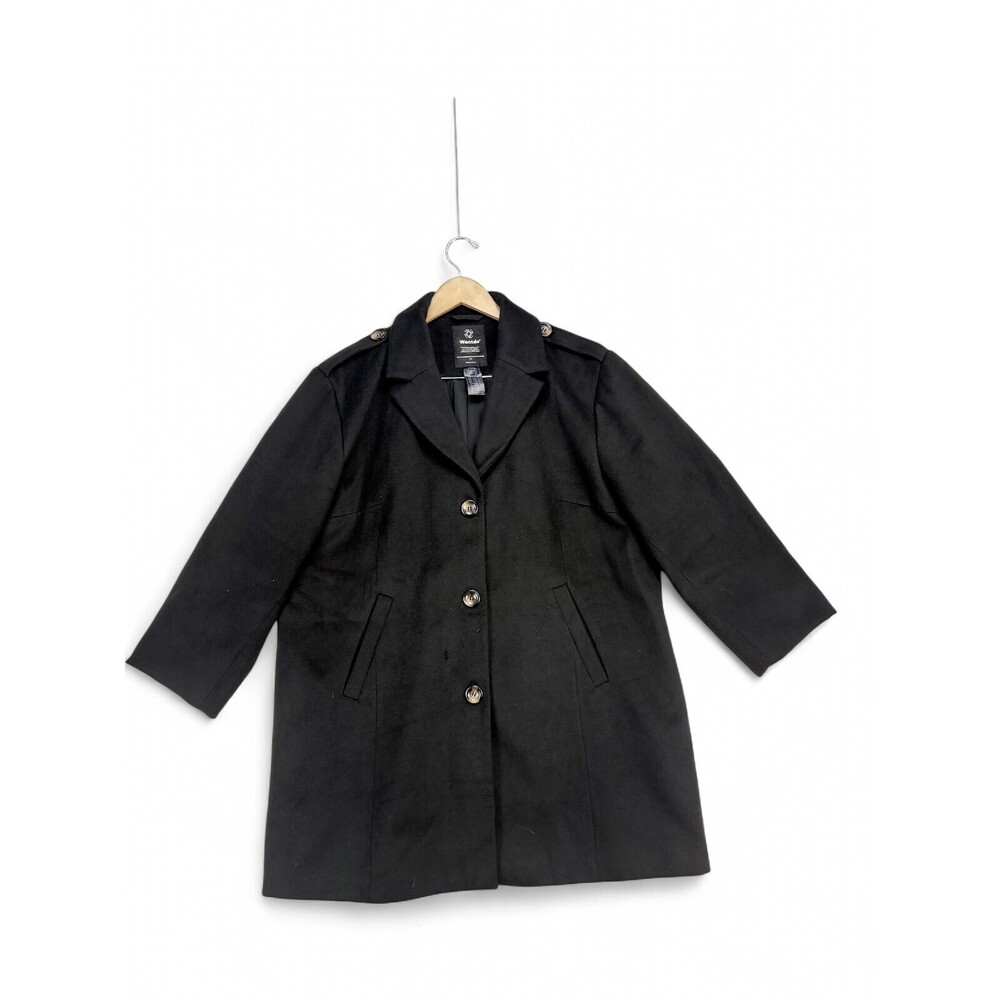 WantDo‎ Women's 2X Black Trench Coat Plus Size